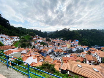 High angle view of townscape against sky