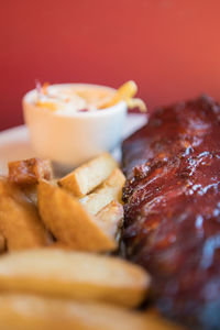 Close-up of meal served in plate