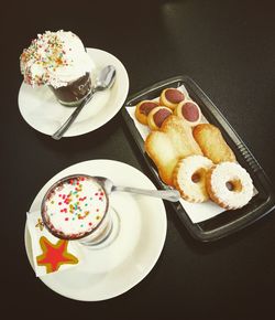 High angle view of pastry in plate