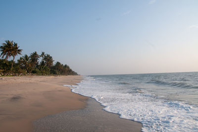 Scenic view of sea against clear sky