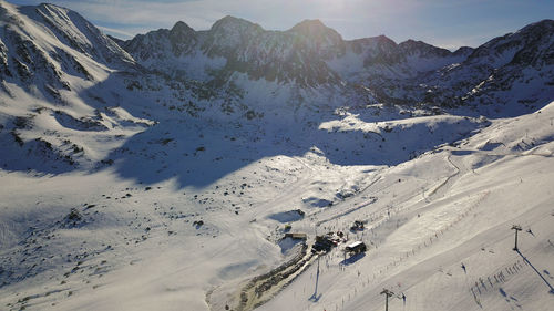 Scenic view of snowcapped mountains