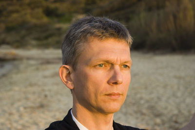 Close-up of thoughtful mature man