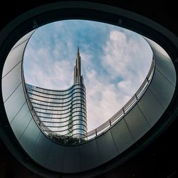Low angle view of modern building against sky