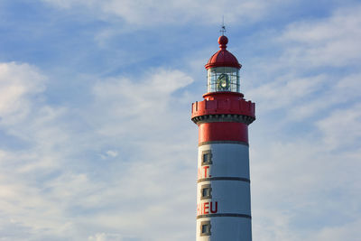 Low angle view of lighthouse against sky