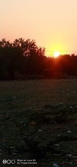 Scenic view of field against sky during sunset