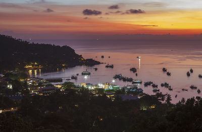 Dusky sky over koh tao island harbor southern thailand