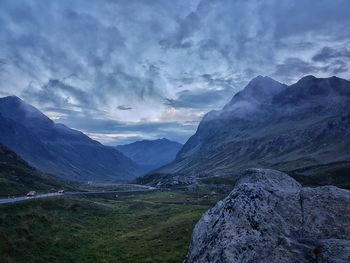 Scenic view of mountains against sky