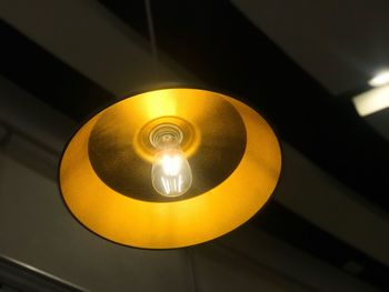 Low angle view of illuminated light bulb