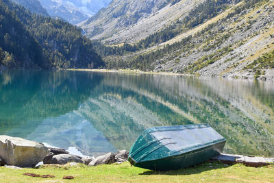 Scenic view of lake by mountains