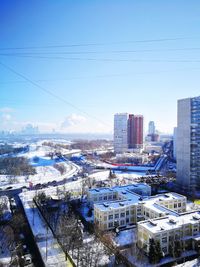 Aerial view of city during winter
