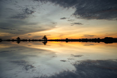 Scenic view of dramatic sky during sunset