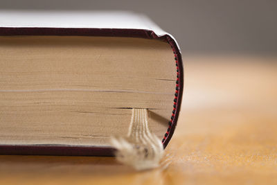 Close-up of book on table