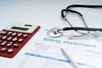 Close-up of text on table