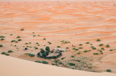 High angle view of sand dune in desert