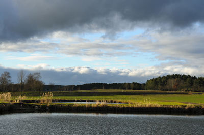 Scenic view of lake against sky