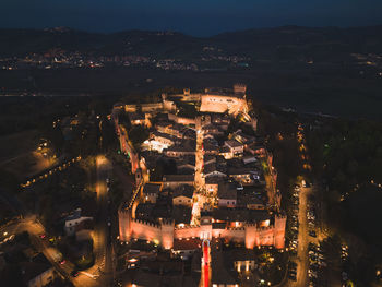 Aerial view of the medieval village of gradara in pesaro