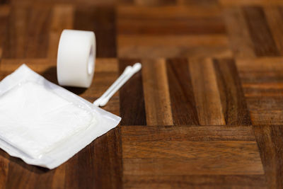 High angle view of coffee on table