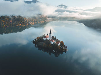 Scenic view of lake against sky