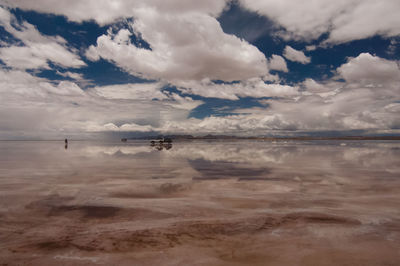 Scenic view of sea against cloudy sky