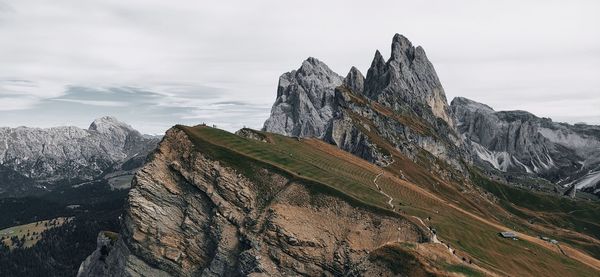 Panoramic view of rocky mountains against sky