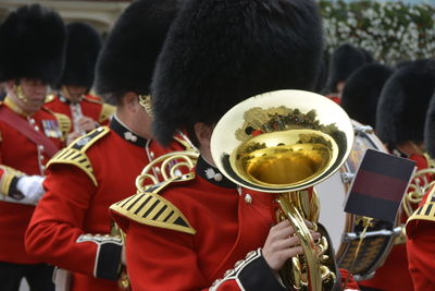 Marching band playing musical instrument