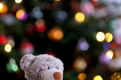 Defocused image of illuminated christmas tree