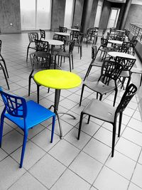 Empty chairs and tables