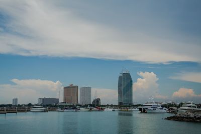 Skyscrapers in city against sky