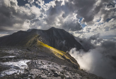 Low angle view of mountain against sky