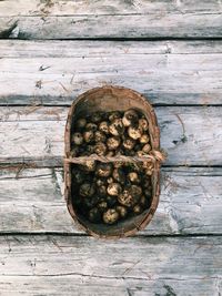 High angle view of fresh potatoes