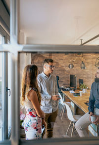 Business person having discussion in office