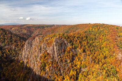 Scenic view of landscape against sky during autumn