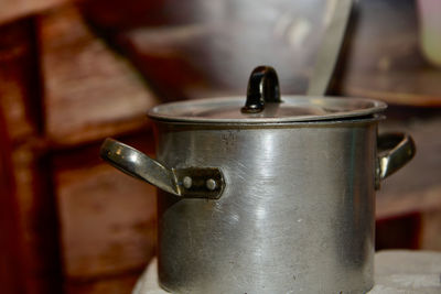 Close-up of tea cup on table