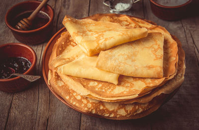 High angle view of food on table