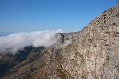 Scenic view of volcanic mountain against clear sky