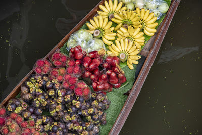 High angle view of food on table