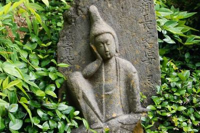 Close-up of statue against plants