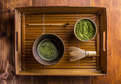 High angle view of food on table