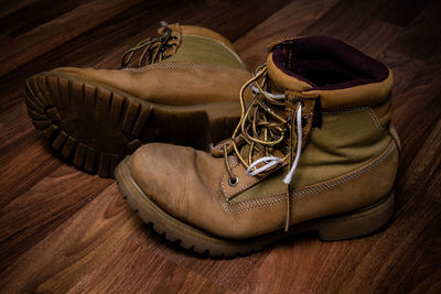 Leather shoes on hardwood floor