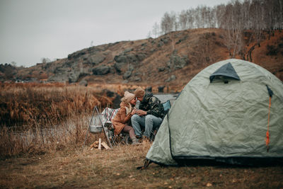 Tent against sky