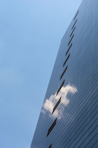 Low angle view of building against clear blue sky