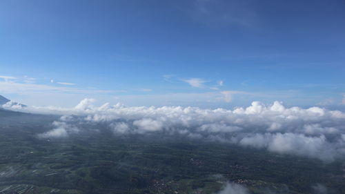 High angle view of clouds over landscape against sky