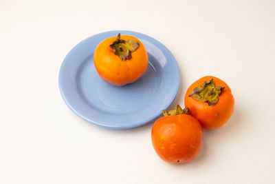 High angle view of fruits in plate