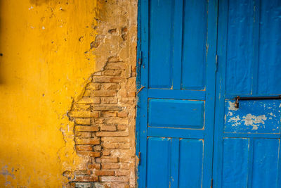 Close-up of closed wooden door