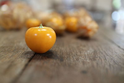 Close-up of orange on table