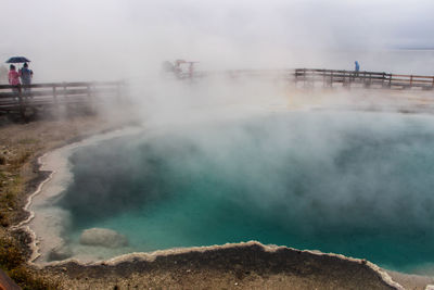 Hot spring against mountains