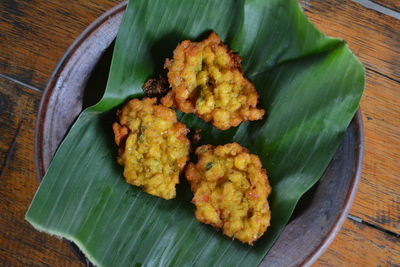 High angle view of food on table