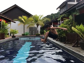Full length of man in swimming pool