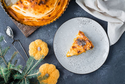 High angle view of food on table