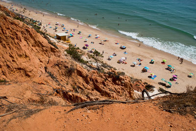 High angle view of people on beach